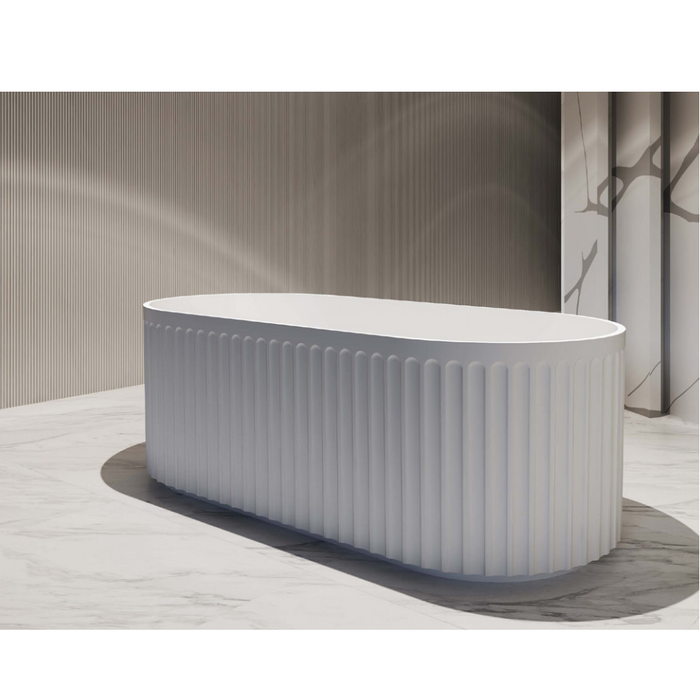 1500/1700mm ABS Roma Riva Gloss or Matt White Oval Freestanding Bathtub - HD reno