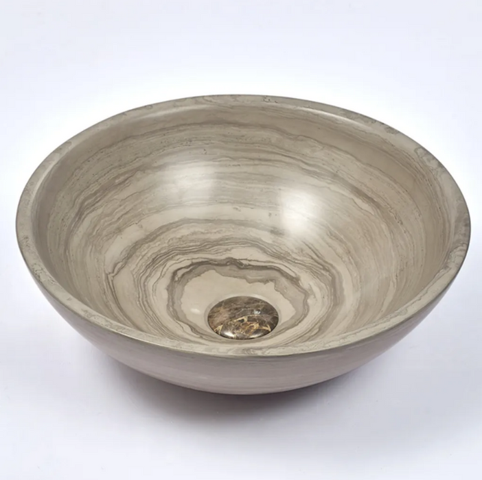 420*420*140mm Wooden Marble Stone Round Above Counter Art Basin