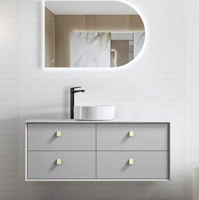 1200mm Boston Light Grey Wall Hung Vanity and ARCHIE LED Mirror