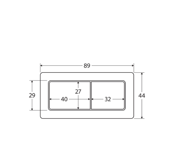 89*44mm Fienza Brushed Nickel Universal Rectangular Flush Buttons For Back To Wall Toilet Suite
