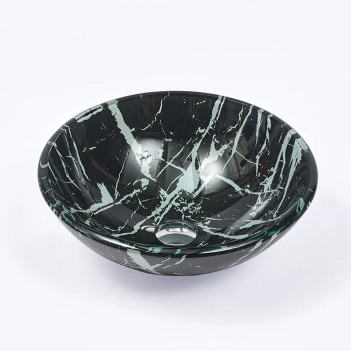 420*420*145mm Tempered Glass Double Layer Round Above Counter Art Basin
