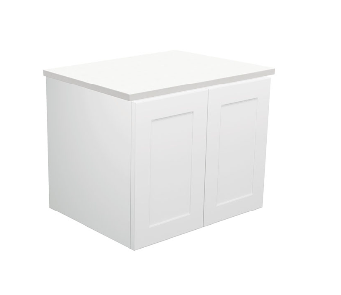 600-1800*455*450mm FIE Mila White EO Board Cabinet Only Satin Wall Hung Vanity - Brushed Nickel Handle - HD reno