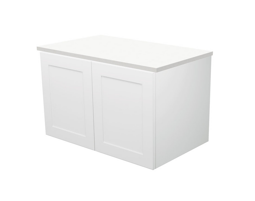 600-1800*455*450mm FIE Mila White EO Board Cabinet Only Satin Wall Hung Vanity - Urban Brass Handle - HD reno