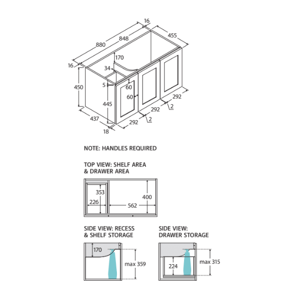 600-1800*455*450mm FIE Mila White EO Board Cabinet Only Satin Wall Hung Vanity - No Handle - HD reno