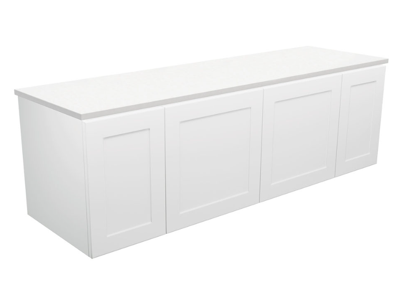 600-1800*455*450mm FIE Mila White EO Board Cabinet Only Satin Wall Hung Vanity - Matt Black Handle - HD reno