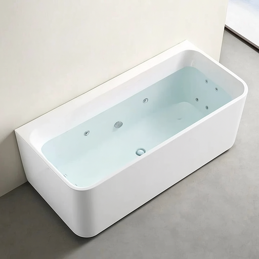 BW FS38 1400/1500/1600/1700mm Gloss White Rectangle 10 Jets Freestanding Spa Baths - HD reno