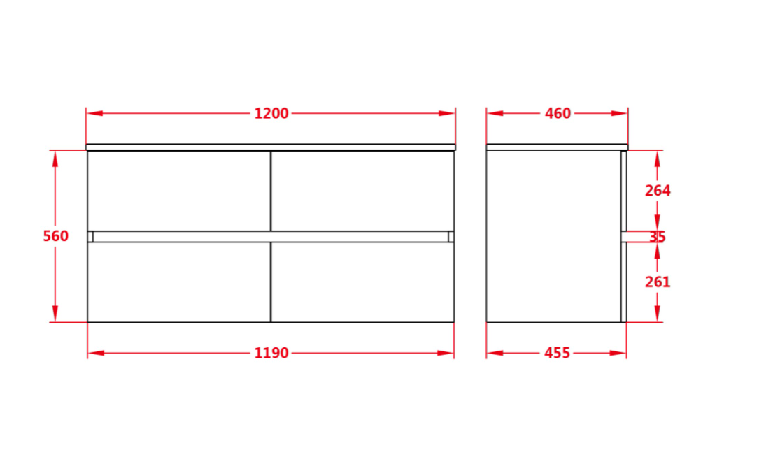 600-1500*460*560mm Stella Walnut Bathroom Vanity Wall Hung Cabinet Only and Ceramic/Stone Top Available