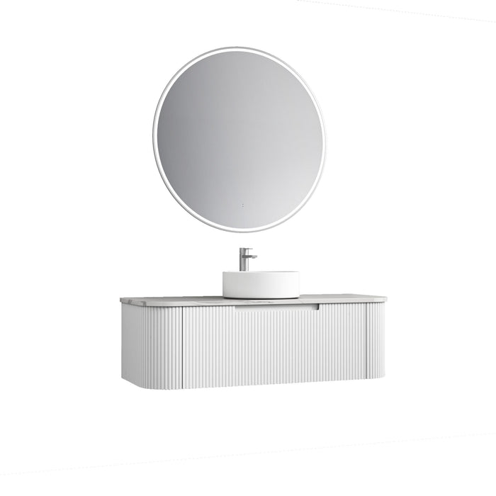 750-1800*460*350mm Aulic Petra Matte White  Wall Hung Curving V Groove Vanity and German Accessories - HD reno