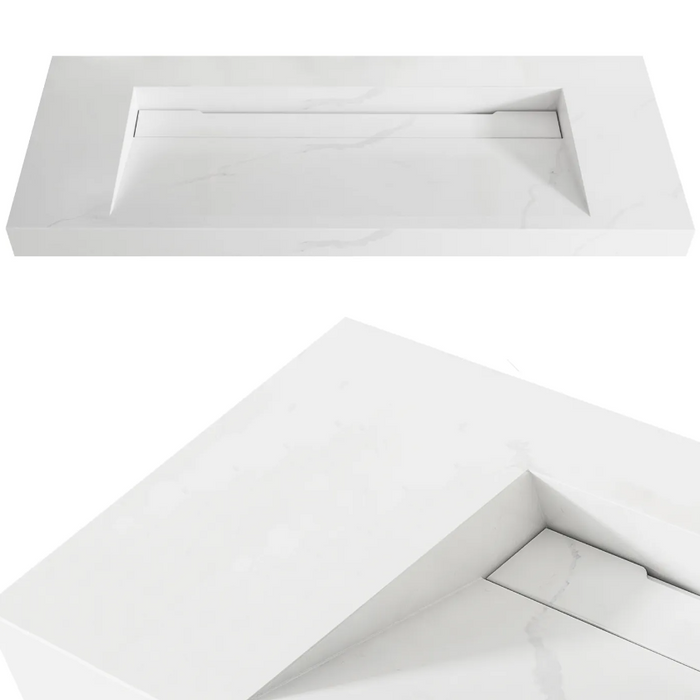 1200mm Otti Moonlight Vanity Satin White Wall Hung Cabinet and Solid Surface Basin Led Shaving Cabinet