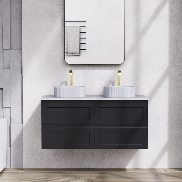 600-1500*460*560mm Matt Black Bathroom Vanity Wall Hung Cabinet Only and Ceramic/Stone Top Available