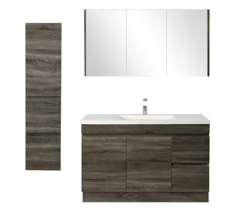 1200mm Berge Dark Grey Floor MDF Vanity and Shaving Cabinet and Tall Boy