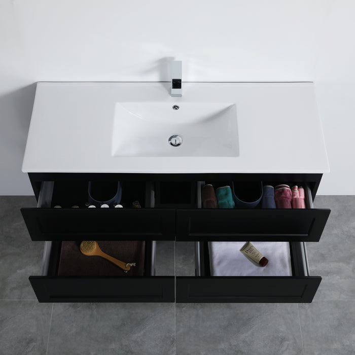 600-1500*460*560mm Matt Black Bathroom Vanity Wall Hung Cabinet Only and Ceramic/Stone Top Available