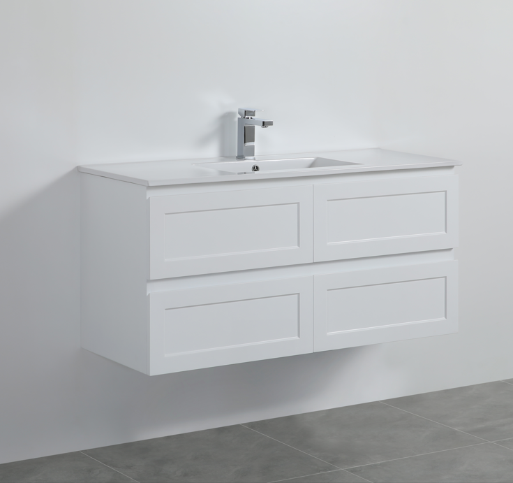 600-1500*460*560mm Matt White Bathroom Vanity Wall Hung Cabinet Only and Ceramic/Stone Top Available