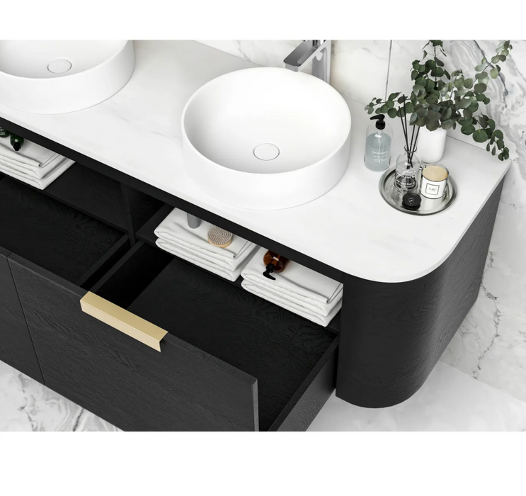 1200mm Bondi Black Wall Hung Vanity and Tall Boy and Shaving Cabinet