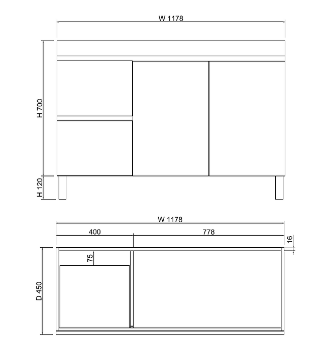 600-1500mm*820*450mm ABS Less Polyurethane Moisture Resistance Gloss White Freestanding Vanity With Kickboard - HD reno