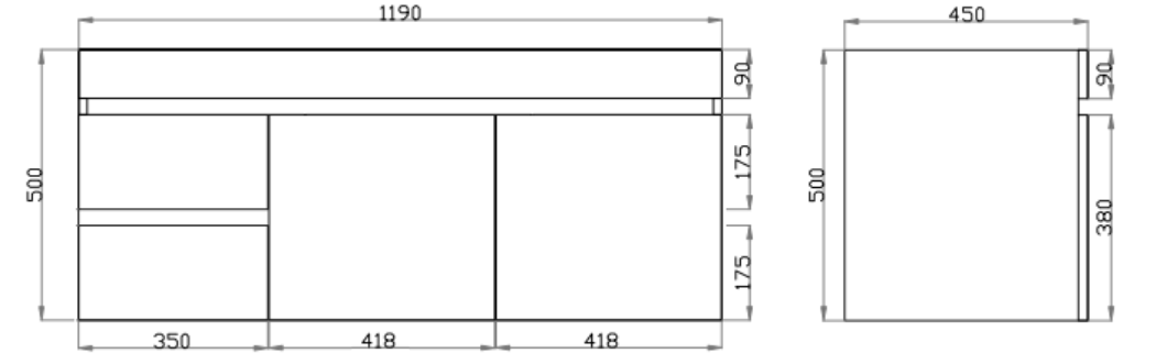1200mm Berge White Oak Wall Hung MDF Vanity and Shaving Cabinet and Tall Boy