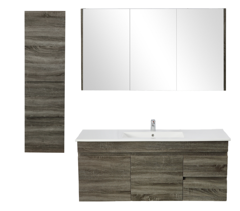 1200mm Berge Dark Grey Wall Hung MDF Vanity and Shaving Cabinet and Tall Boy
