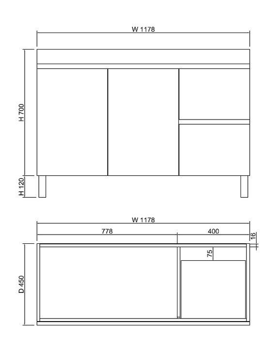 600-1500mm*820*450mm ABS Less Polyurethane Moisture Resistance Gloss White Freestanding Vanity With Kickboard - HD reno