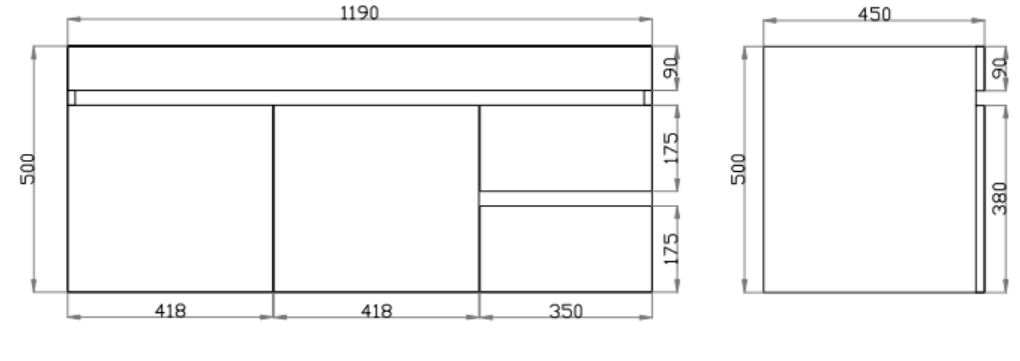 1200mm Berge White Oak Wall Hung MDF Vanity and Shaving Cabinet and Tall Boy