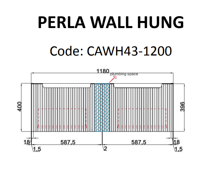 600-1800*460mm*400mm Aulic Perla Mark II Matt White Wall Hung Fluted Vanity - HD reno