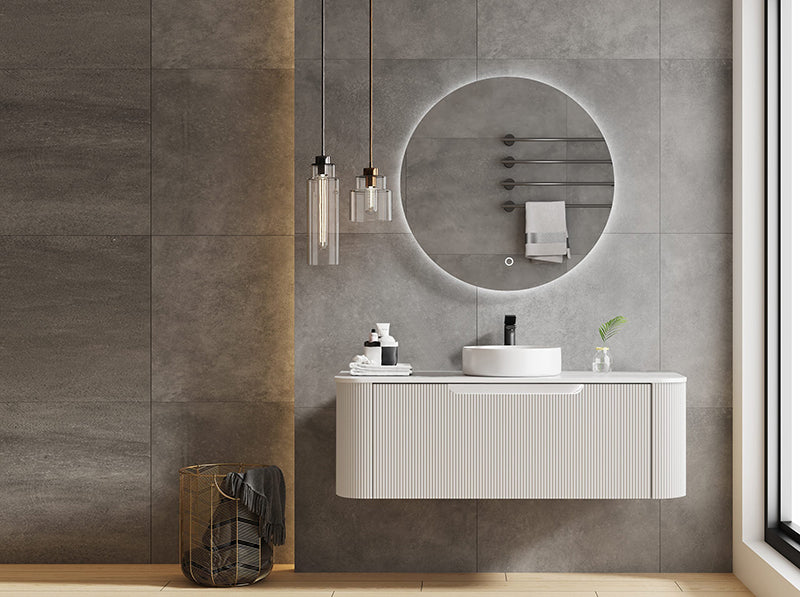 600-1500*460*400mm MER Rome Matt White Fluted Wall-Hung Vanity
