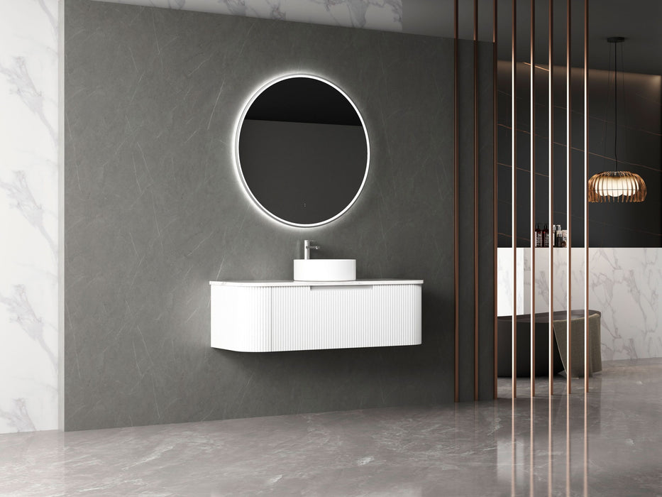 750-1800*460*350mm Aulic Petra Matte White  Wall Hung Curving V Groove Vanity and German Accessories - HD reno