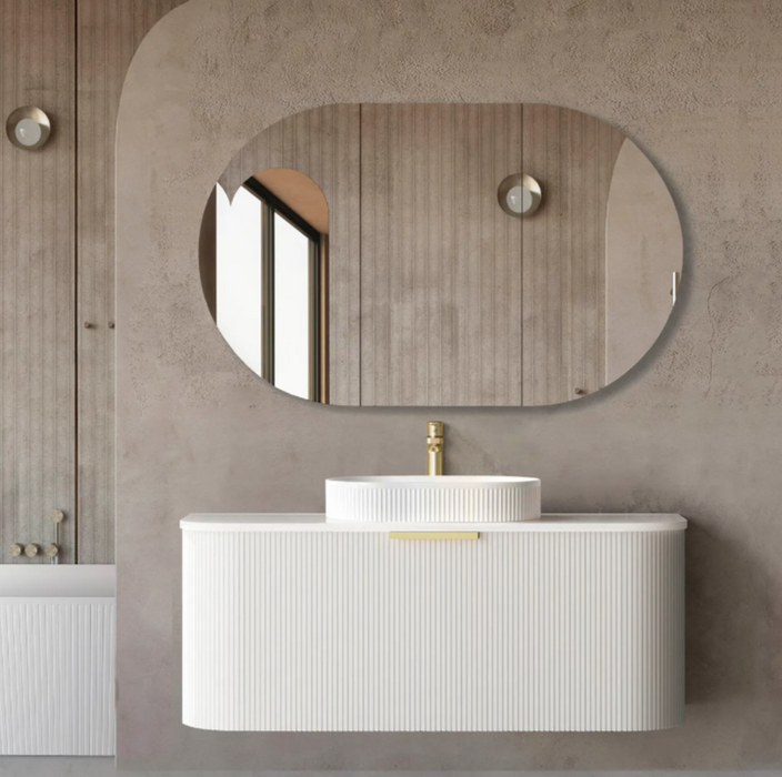 1200mm Bondi Matte White Wall Hung Vanity and Tall Boy and Shaving Cabinet