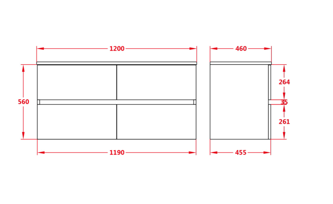600-1500*460*560mm Stella Oak Bathroom Vanity Wall Hung Cabinet Only and Ceramic/Stone Top Available