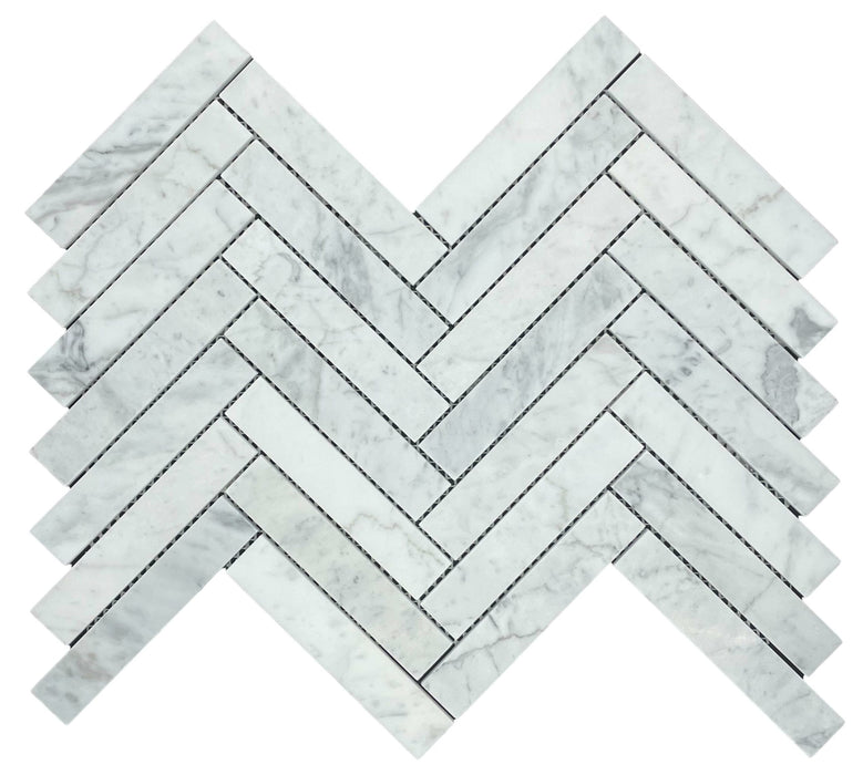 132HERCARH 130*25*7mm Herringbone Carrara Honed