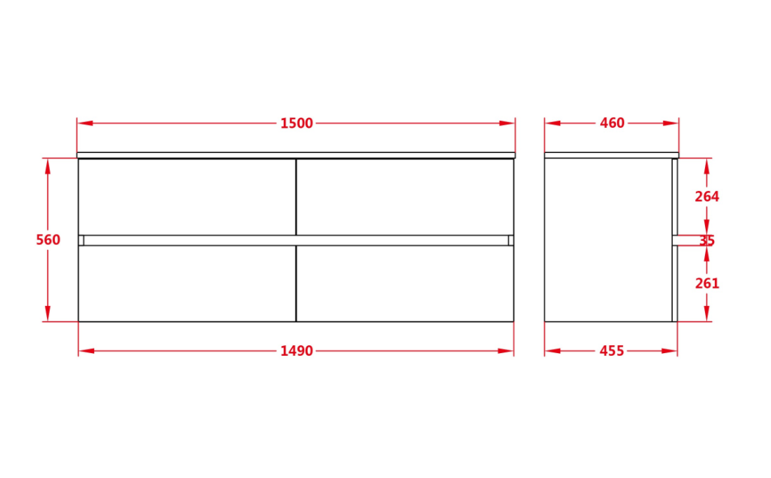 600-1500*460*560mm Stella Walnut Bathroom Vanity Wall Hung Cabinet Only and Ceramic/Stone Top Available