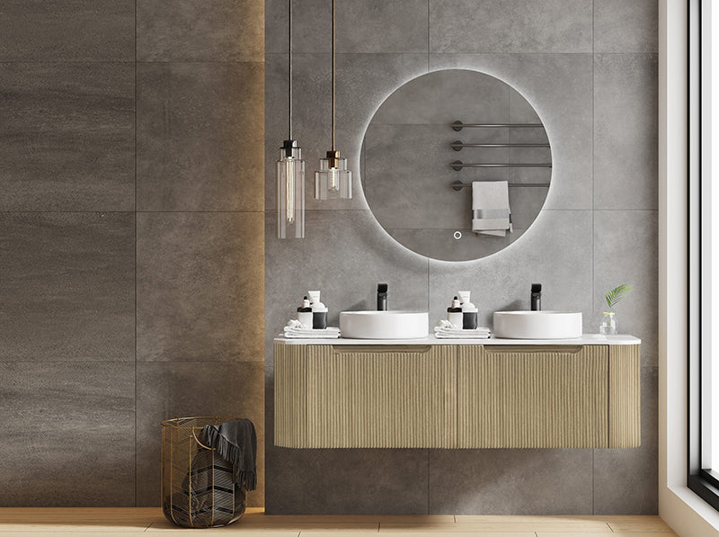 600-1500*460*400mm MER Rome Bur Oak Fluted Wall-Hung Vanity