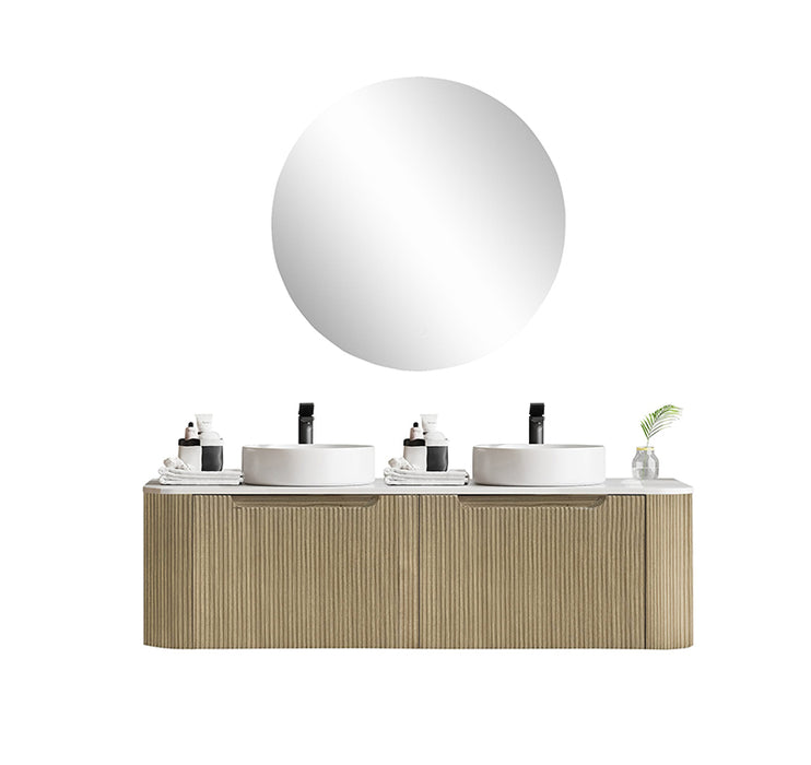 600-1500*460*400mm MER Rome Bur Oak Fluted Wall-Hung Vanity
