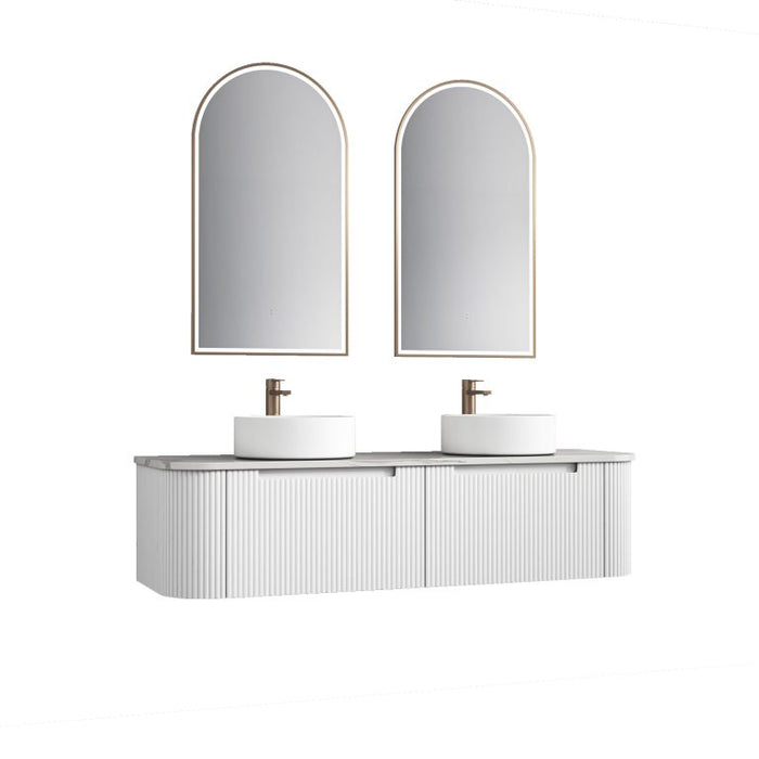 750-1800*460*350mm Aulic Petra Matte White  Wall Hung Curving V Groove Vanity and German Accessories - HD reno