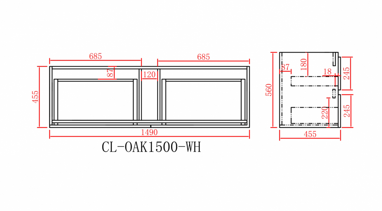 600-1500*460*560mm Stella Walnut Bathroom Vanity Wall Hung Cabinet Only and Ceramic/Stone Top Available