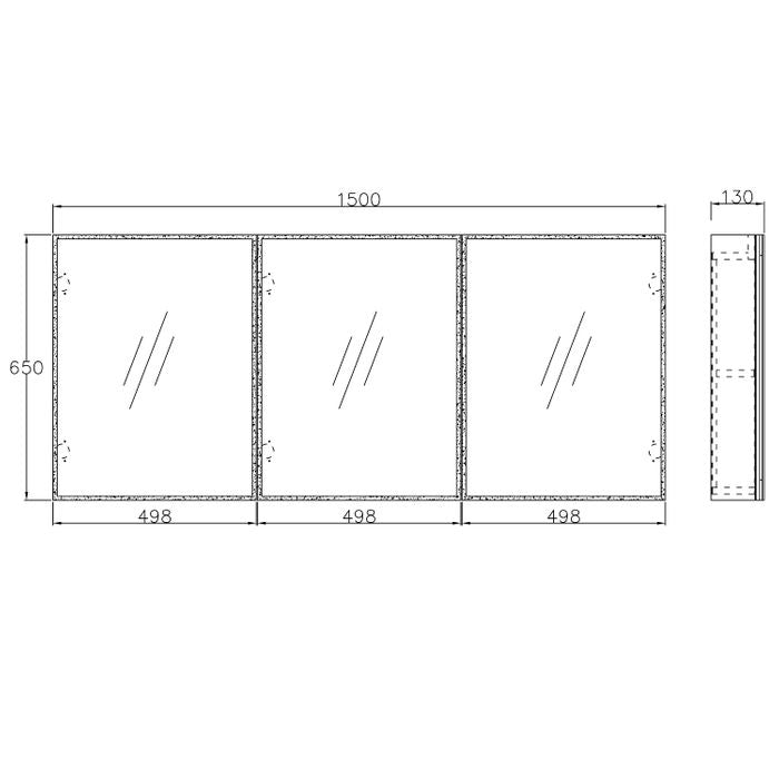 750-1500*650*130mm OTT Moonlight Wall Mounted LED Shaving Cabinet