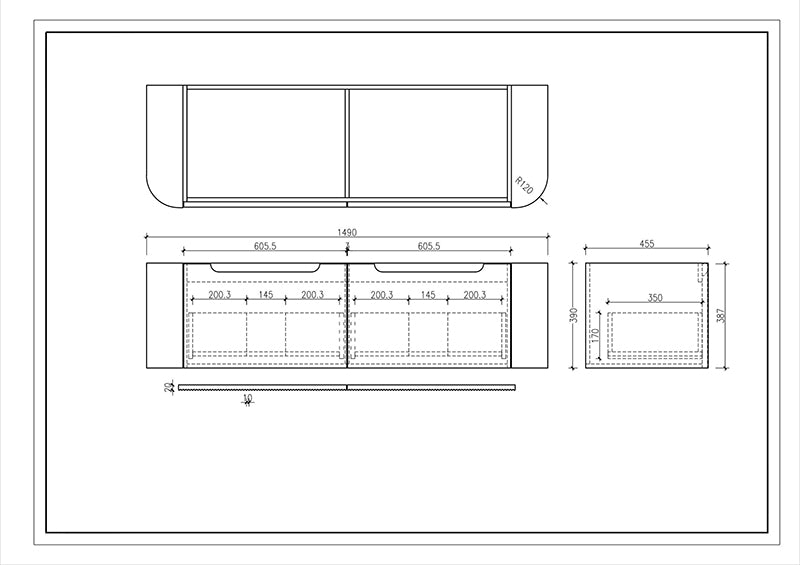 600-1500*460*400mm MER Rome Matt White Fluted Wall-Hung Vanity