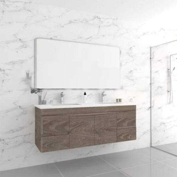 750-1500*450*820mm ABS Forest Timber DV Series Dark Oak MDF Curved Edges Wall Hung/Freestanding Vanity