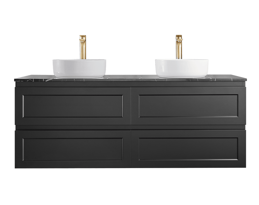 600-1500*460*560mm Matt Black Bathroom Vanity Wall Hung Cabinet Only and Ceramic/Stone Top Available