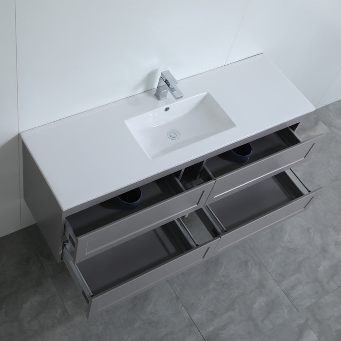 600-1500*460*560mm Matt Grey Bathroom Vanity Wall Hung Cabinet Only and Ceramic/Stone Top Available