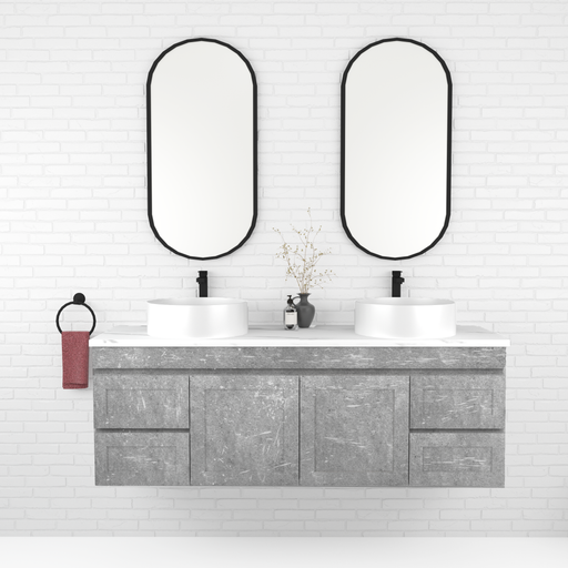 600-1500*450mm Concrete Grey Full Plywood Shaker Wall Hung Vanity With/Without Top - HD reno