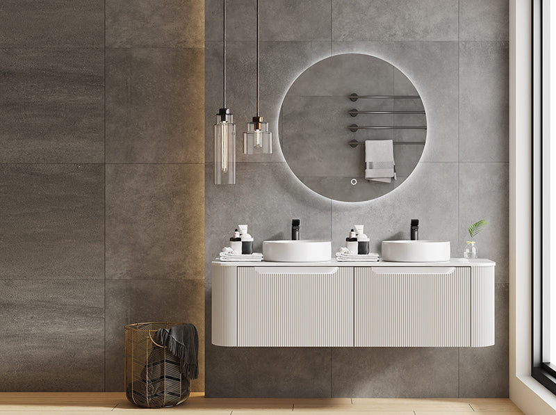 600-1500*460*400mm MER Rome Matt White Fluted Wall-Hung Vanity