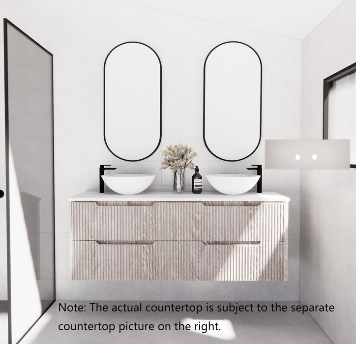 600-1800*450*550mm ABS Bali White Oak MR Melamined Board Panel With PVC Coating Fluted Wall Hung Vanity