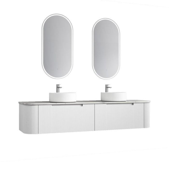 750-1800*460*350mm Aulic Petra Matte White  Wall Hung Curving V Groove Vanity and German Accessories - HD reno