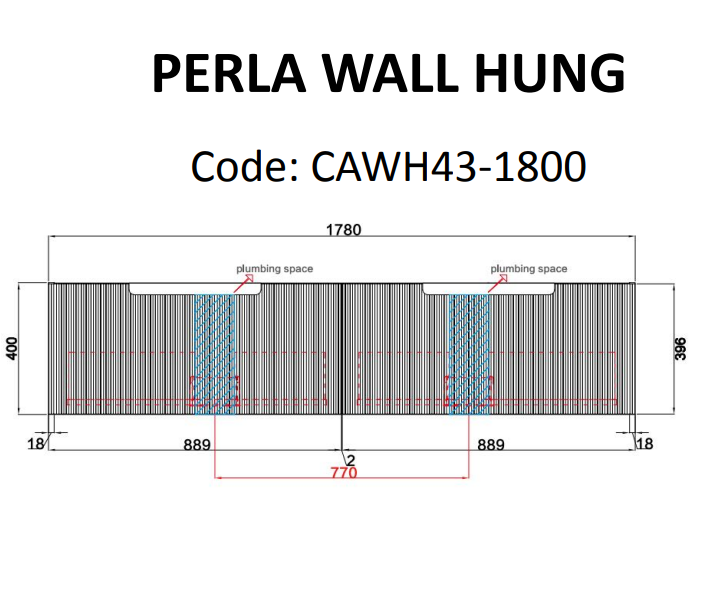 600-1800*460mm*400mm Aulic Perla Mark II Matt White Wall Hung Fluted Vanity - HD reno