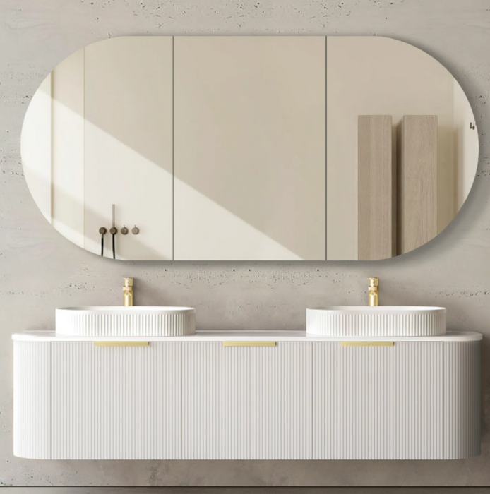 1800mm Bondi Matte White Wall Hung Vanity and Tall Boy and Shaving Cabinet