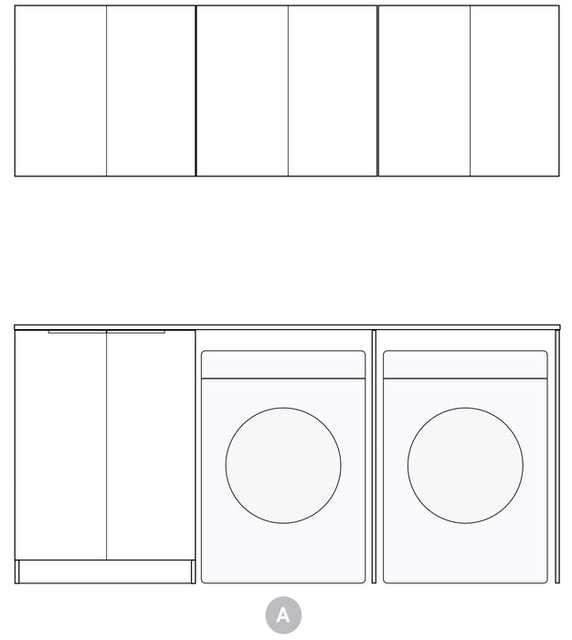 1960*600*2100mm Otti Noosa Matt White Fluted Moisture Resistant Plywood White Laundry Kit