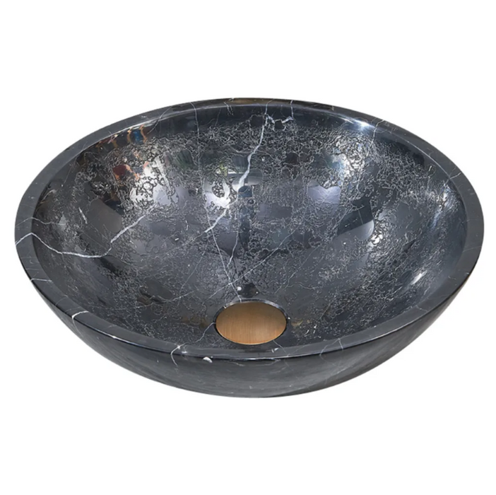 420*420*140mm Black Marble Stone Round Above Counter Art Basin