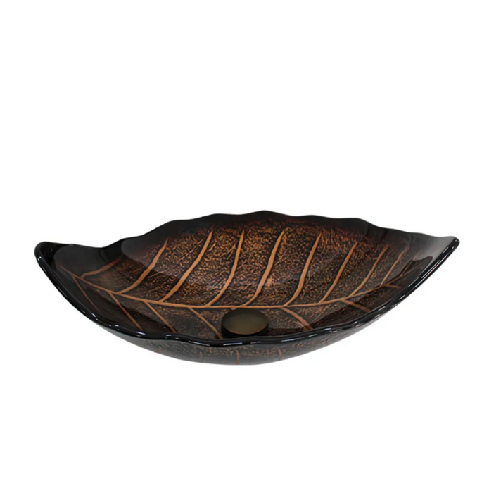 550*350*125mm Tempered Glass Leaf Specical Shape Above Counter Art Basin