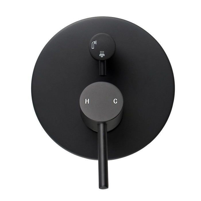 Aquaperla Lucid Pin Matt Black Solid Brass Round With Diverter Wall Mixer - HD reno