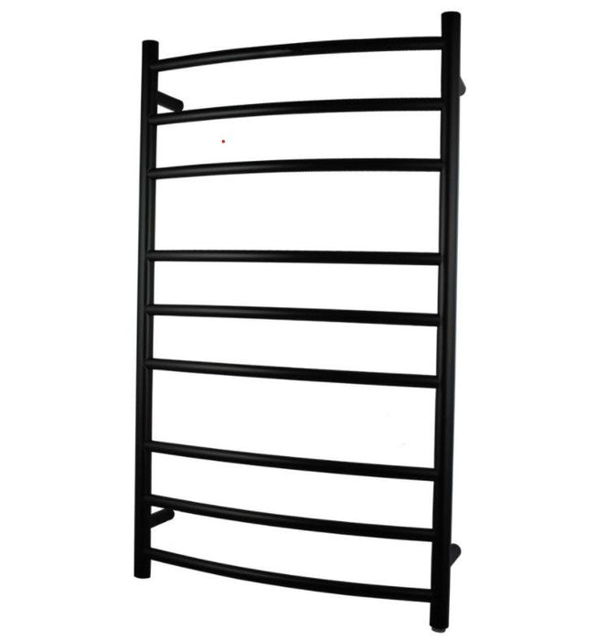 9 Bars Round Matte Black Stainless Steel Electric Heated Towel Rack - HD reno
